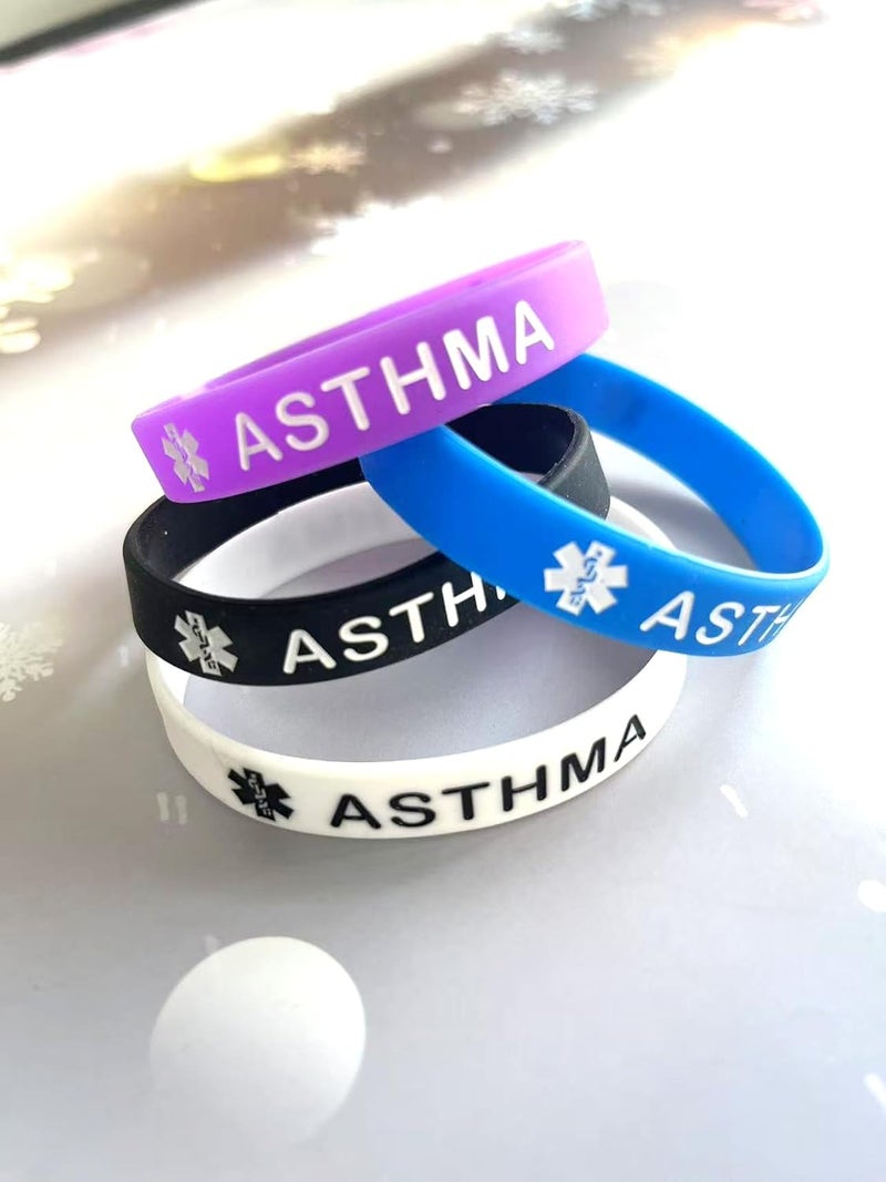 OutstandLong 5 Pack Sport Medical Alert ID Blood Thinner Silicone Bracelet Rubber Medical Awareness Wristbands 7.5" - Image 4
